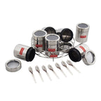 Stainless Steel Masala Container with Transparent Lid, 7 pcs