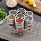 Stainless Steel Masala Container with Transparent Lid, 7 pcs