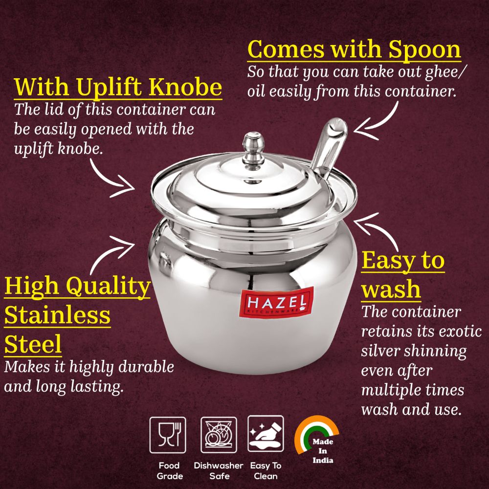 Stainless Steel  Ghee Dani / Oil Container, 300ML