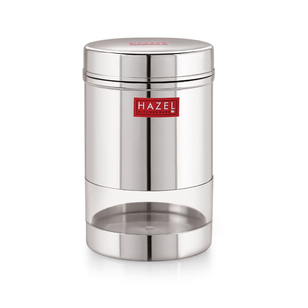 Transparent Wide Mouth Steel Container, 600 ML