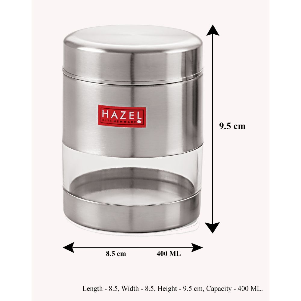 Stainless Steel Transparent Container, Matte Finish, 400 ML