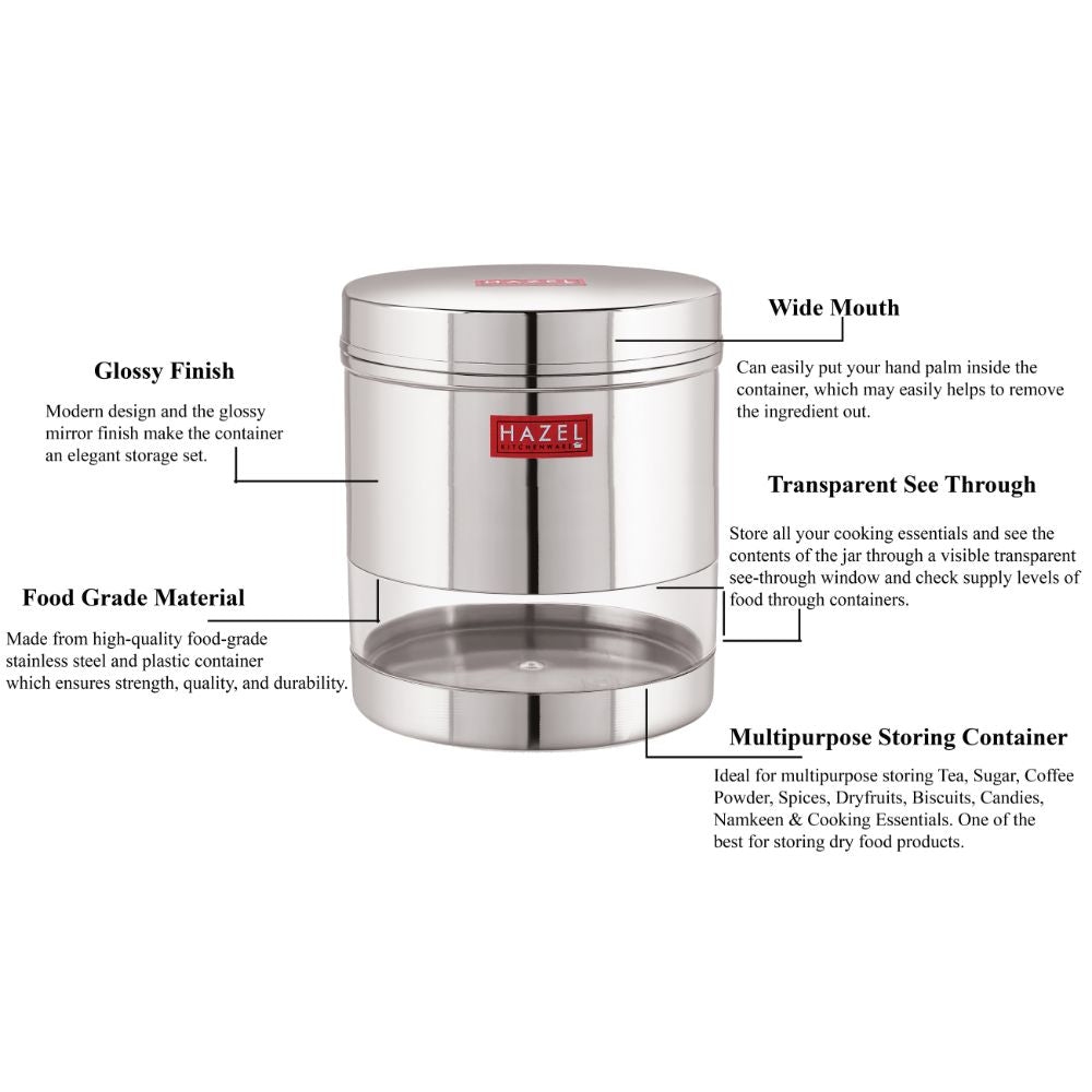 Transparent Steel Container, 700 ML