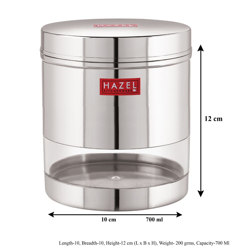 Transparent Steel Container, 700 ML