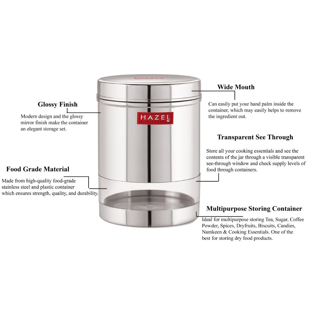 Stainless Steel Transparent Container, 950 ML