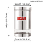 Stainless Steel Transparent Container, Glossy Finish -1.7 L
