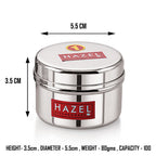 Stainless Steel Mini Containers for Kitchen Spices, Set of 3 - 50, 100 & 150 ML