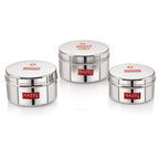 Stainless Steel Mini Containers with Airtight Lid, Set Of 3 - 250, 300 & 350 ML