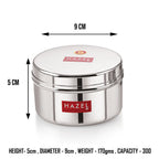 Stainless Steel Mini Containers with Airtight Lid, Set Of 3 - 250, 300 & 350 ML