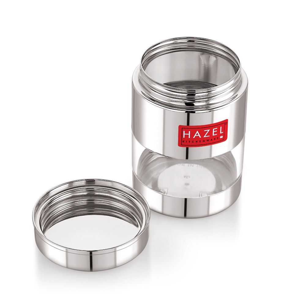 Airtight Stainless Steel Mukhwas Container with Transparent Lid, 170ml