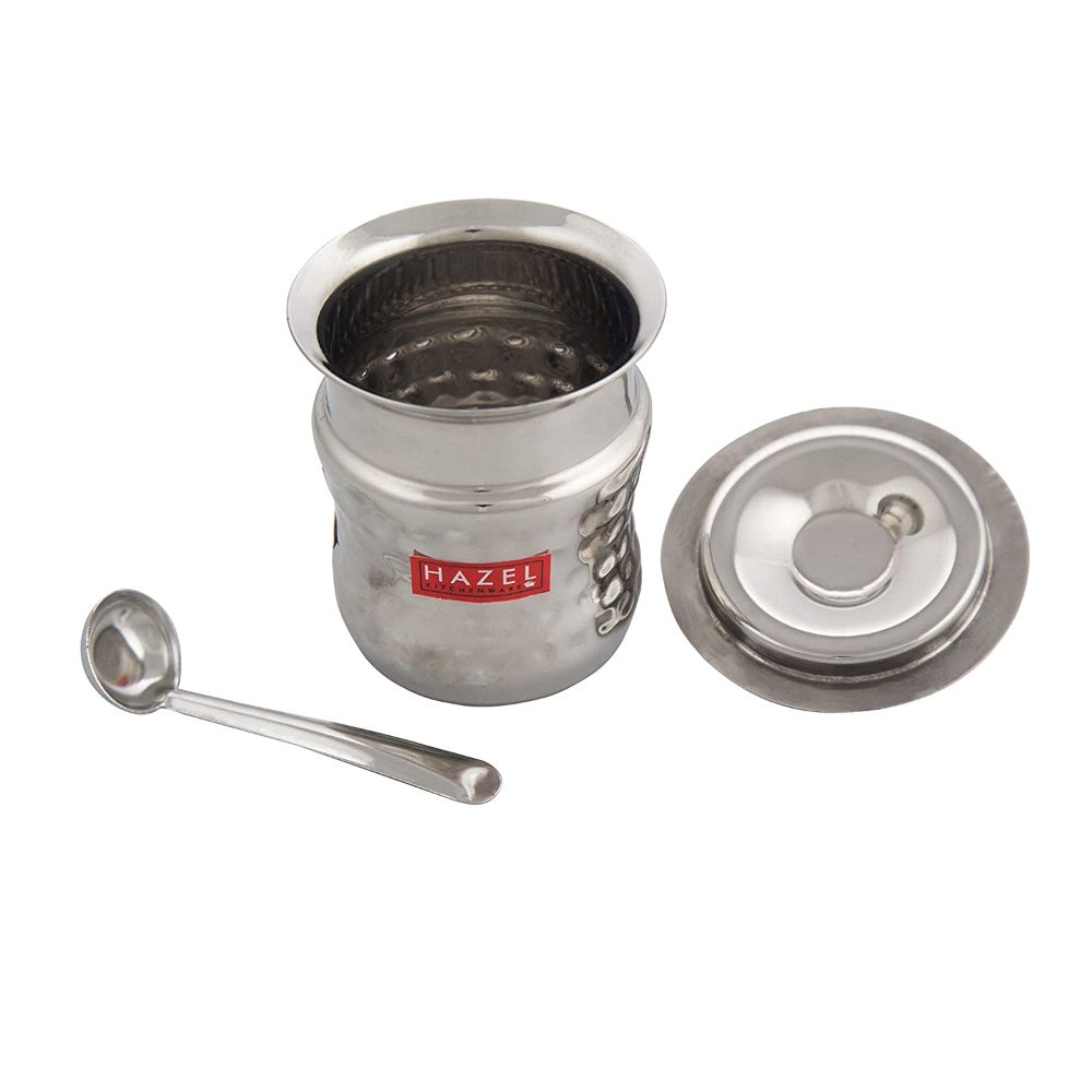 Stainless Hammered Finish Oil or Ghee Container, 300ML