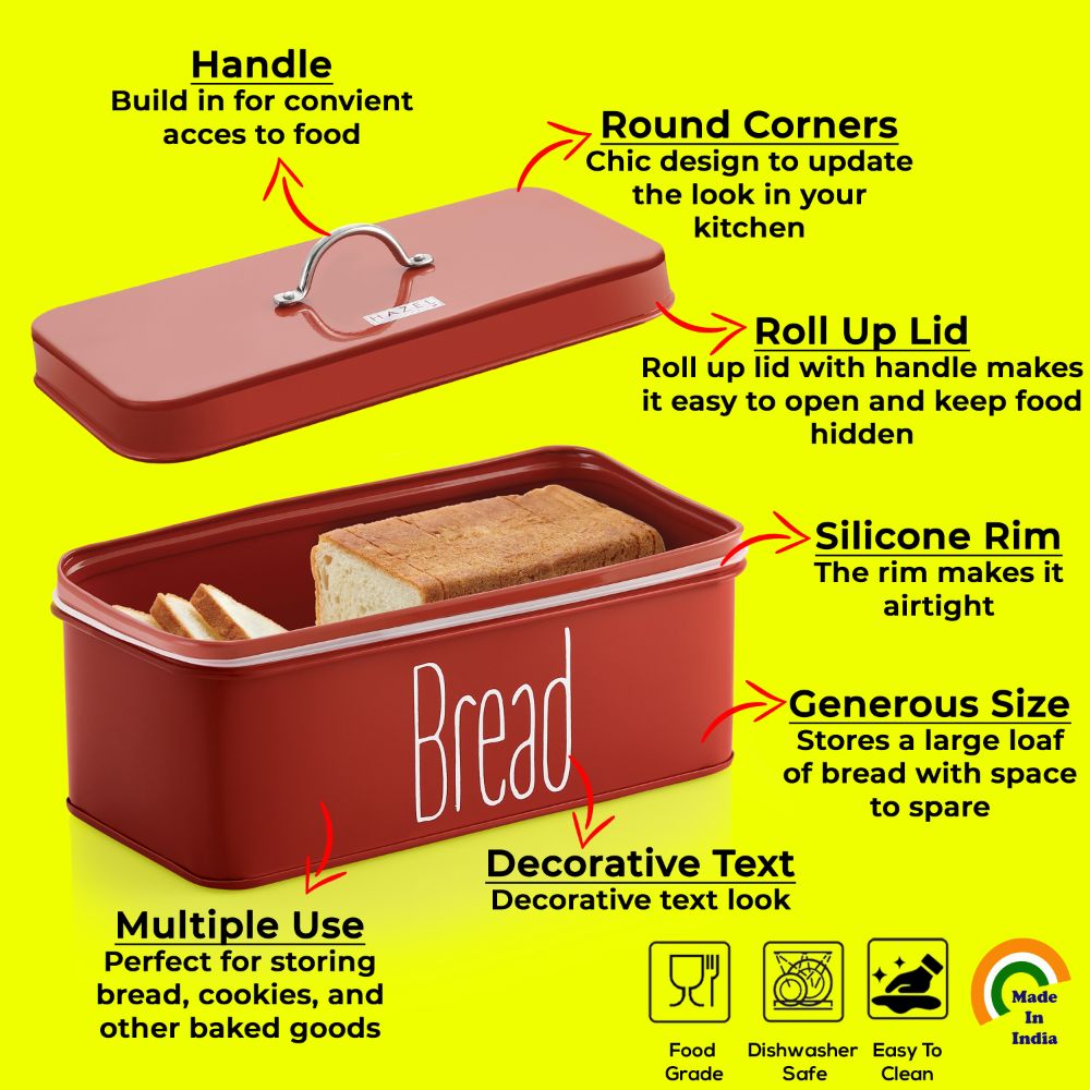 Bread Storage Box with Handle Lid  4100ML – Red