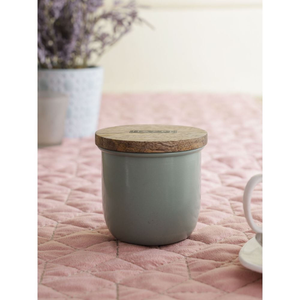 Airtight Food Storage Container with Wooden Lid, Green - 700ml