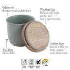 Airtight Food Storage Container with Wooden Lid, Green - 700ml