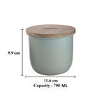 Airtight Food Storage Container with Wooden Lid, Green - 700ml
