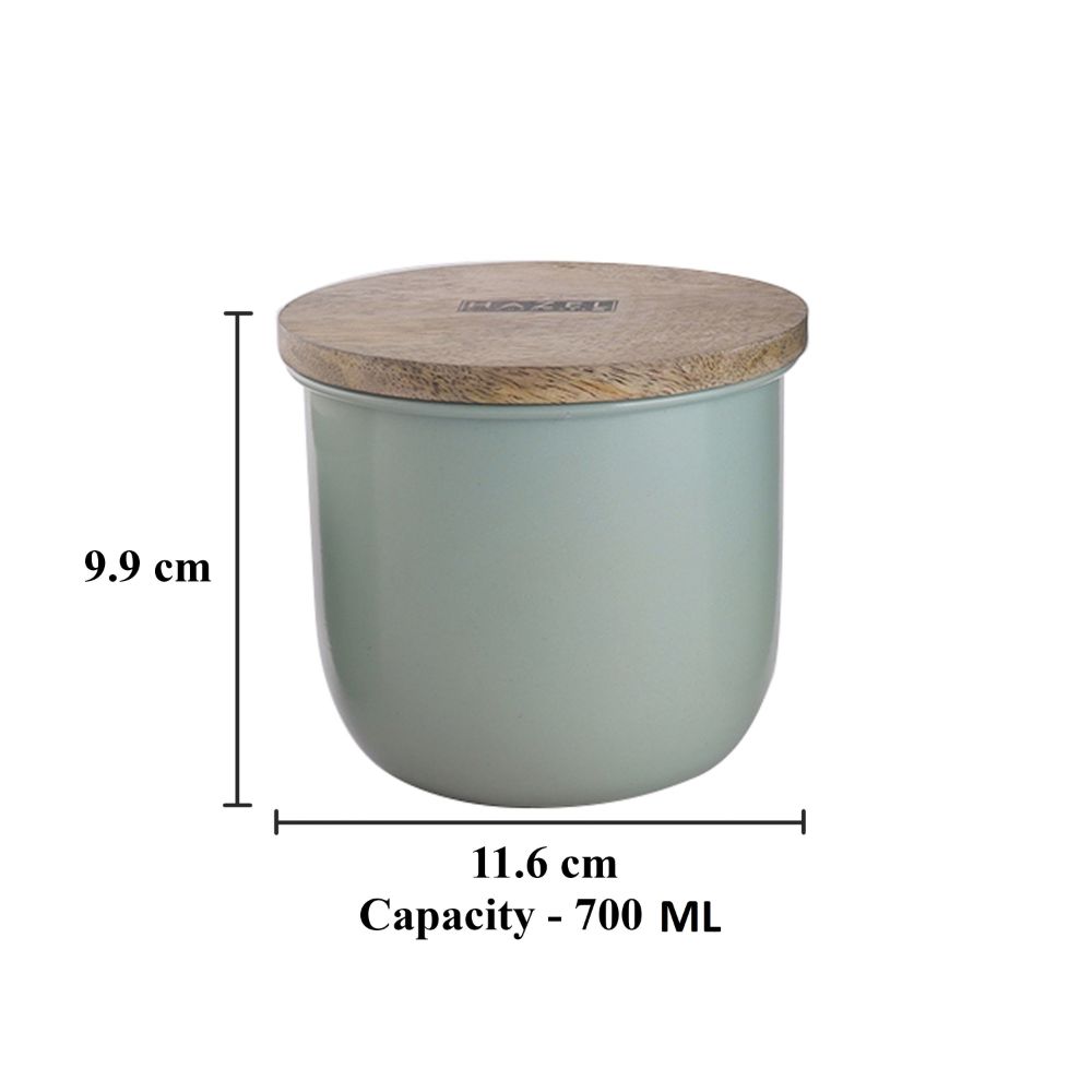 Airtight Food Storage Container with Wooden Lid, Green - 700ml