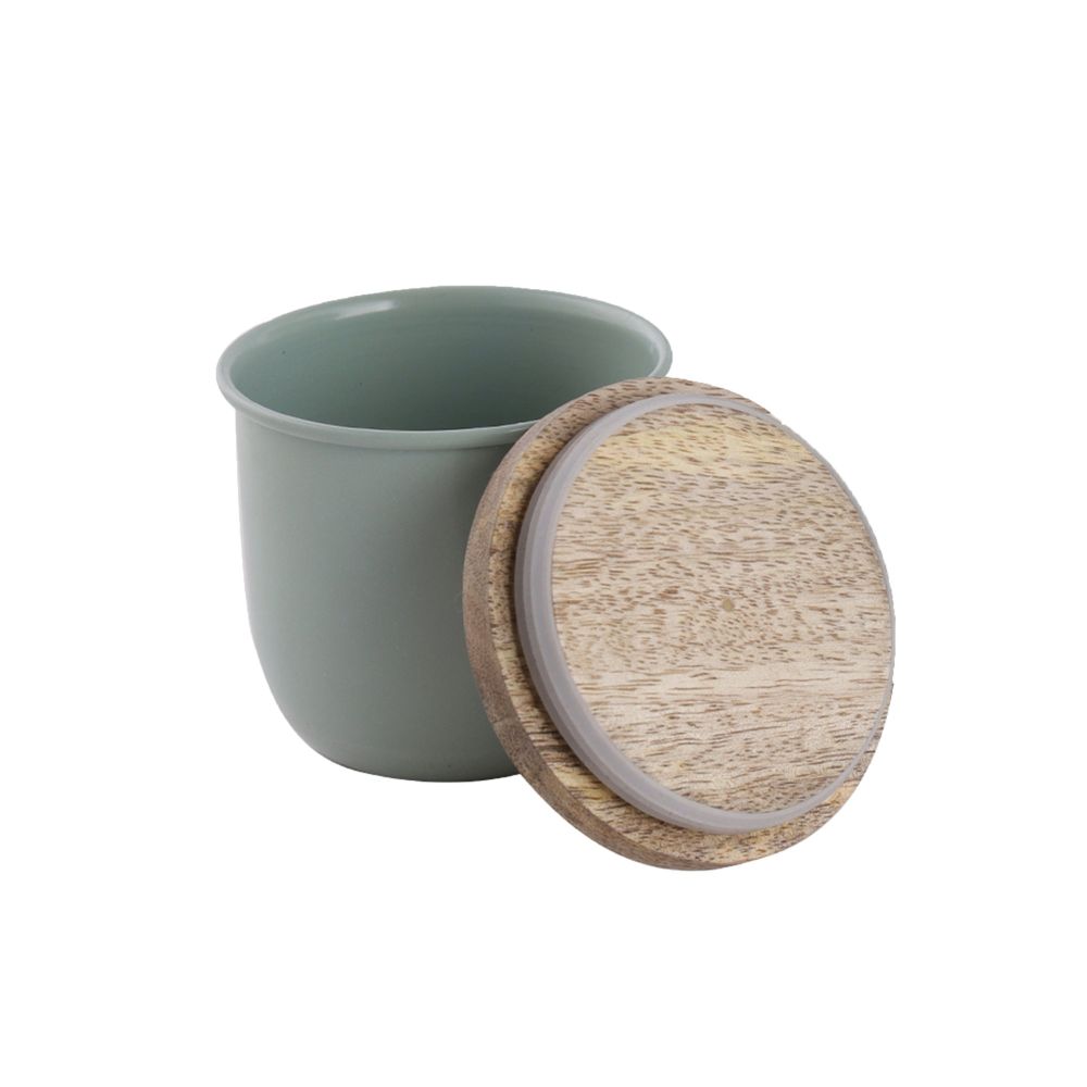 Airtight Food Storage Container with Wooden Lid, Green - 700ml