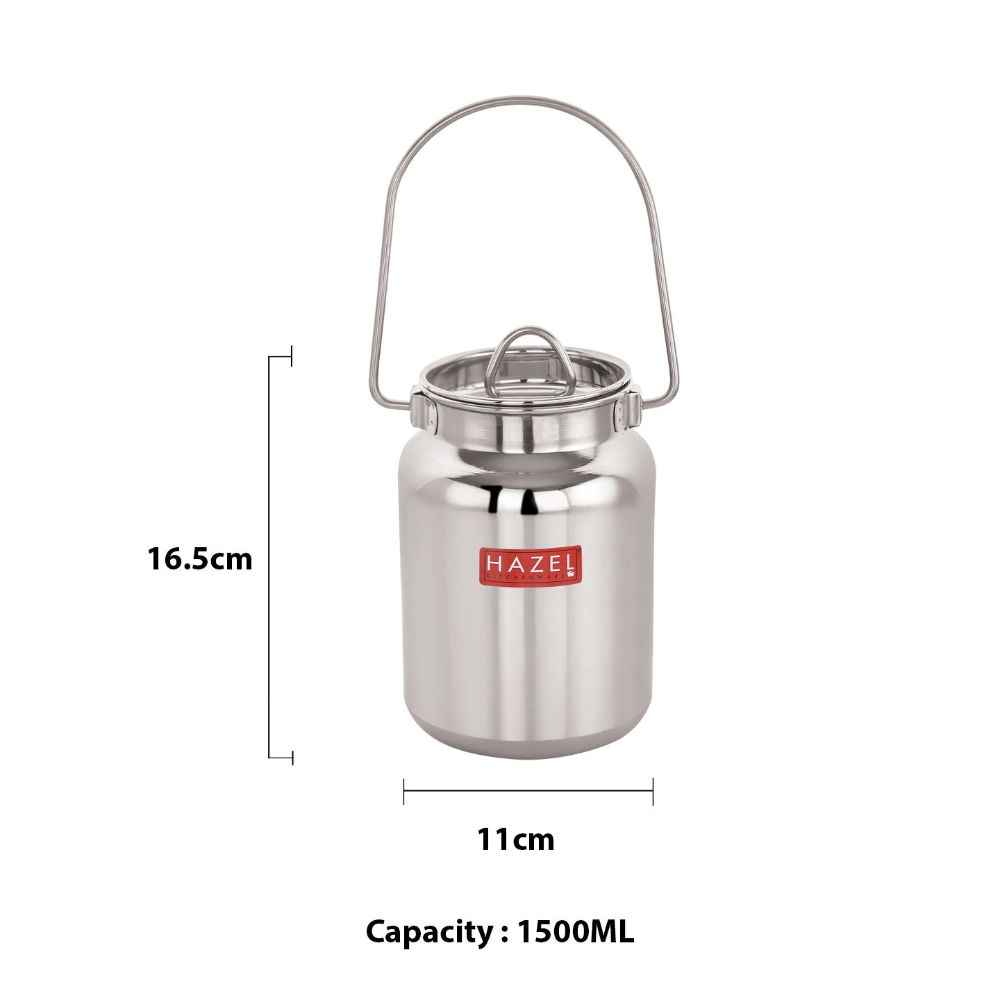 Container annotated with dimension lines showing 16.5cm height, 11cm width, and 1500ML capacity.