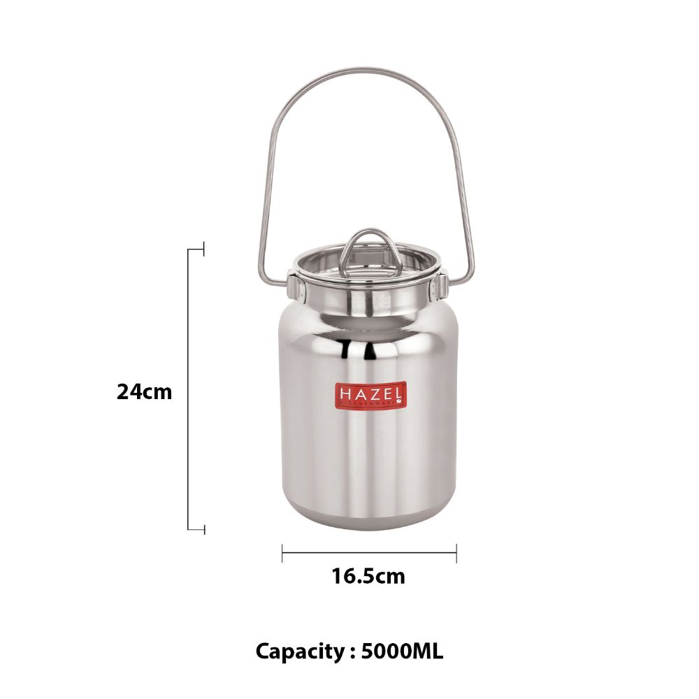Stainless Steel Oil & Ghee Container with Lid - 5 L