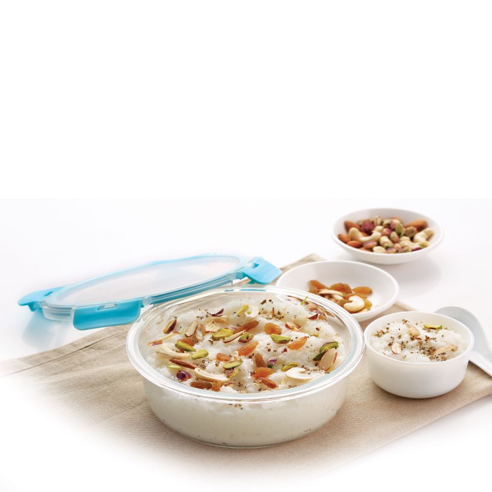 Borosilicate Glass Airtight Container (Round)- Leak Proof, 950ML