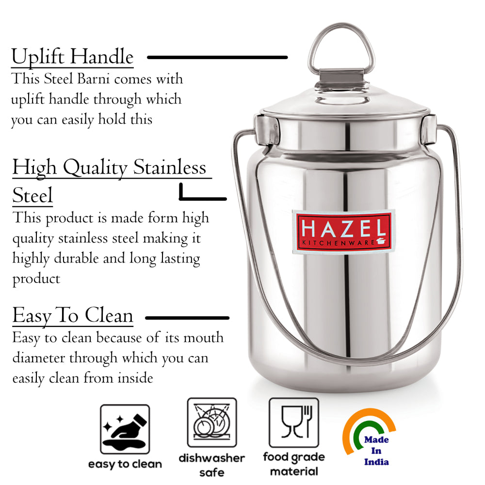 Stainless Steel Barani for Kitchen Oil, Milk & Ghee Multipurpose Container