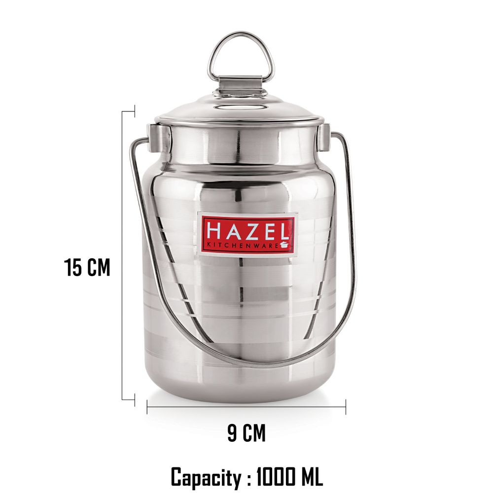 Designer Stainless Steel  Barani for Milk, Ghee or Oil , 1 L