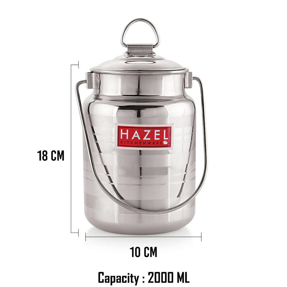 Designer Stainless Steel  Barani for Milk, Ghee or Oil , 2 L