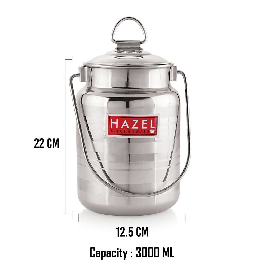 Designer Stainless Steel  Barani for Milk, Ghee or Oil, 3 L