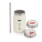 Steel Sipper Jar with 2 Lids and Steel Straw– 700 ML