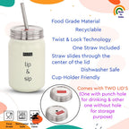 Steel Sipper Jar with 2 Lids and Steel Straw– 700 ML