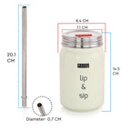 Steel Sipper Jar with 2 Lids and Steel Straw– 700 ML