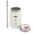 Steel Sipper Jar with 2 Lids and Steel Straw– 700 ML