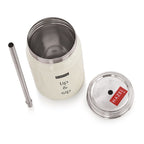 Steel Sipper Jar with 2 Lids and Steel Straw– 700 ML