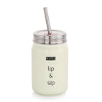 Steel Sipper Jar with 2 Lids and Steel Straw– 700 ML