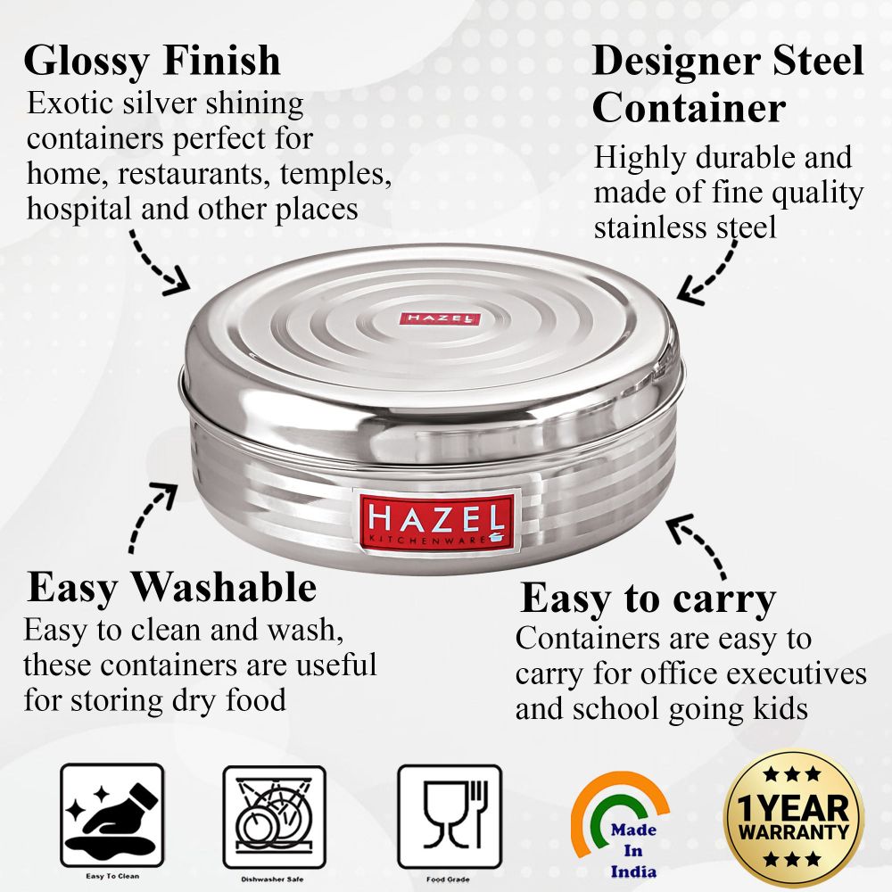Stainless Steel Round Masala Container 250ml