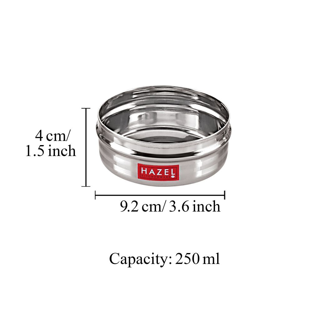 Stainless Steel Round Masala Container 250ml