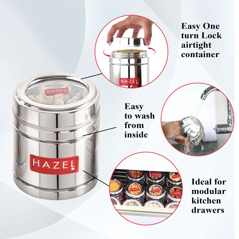 Steel Coffee Container with Transparent Lid, 500ML