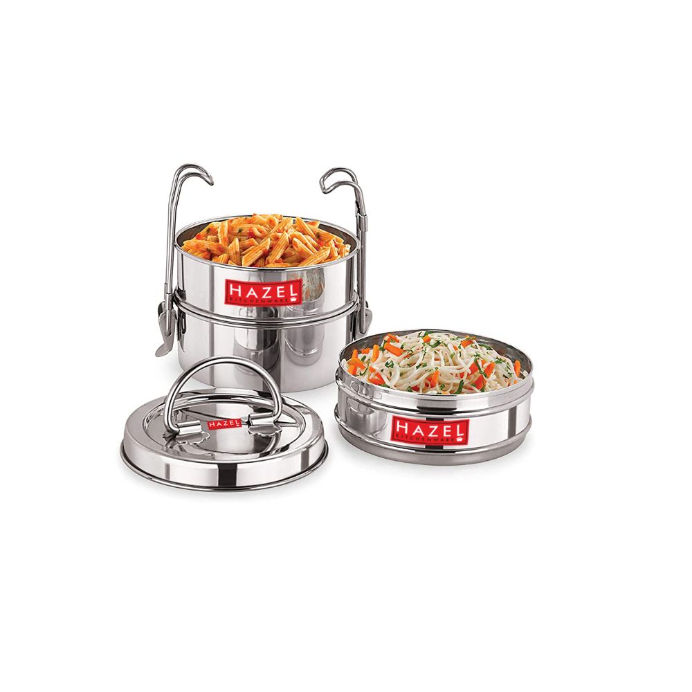 Stainless Steel 3 Tier Tiffin Dabba With Locking Clip (420, 450, 520ML)