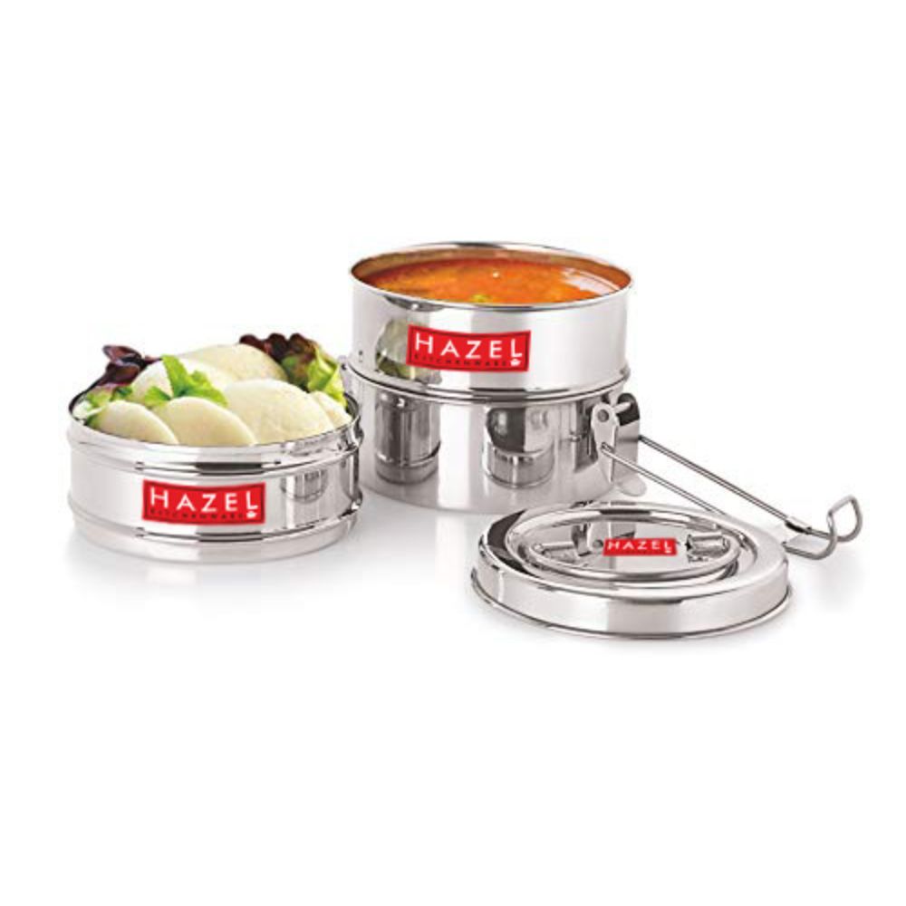 Stainless Steel 3 Tier Tiffin Dabba With Locking Clip (420, 450, 520ML)