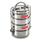Stainless Steel 4 Tier Tiffin Dabba With Locking Clip (420, 450, 450, 520ML)
