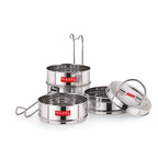 Stainless Steel 4 Tier Tiffin Dabba With Locking Clip (420, 450, 450, 520ML)