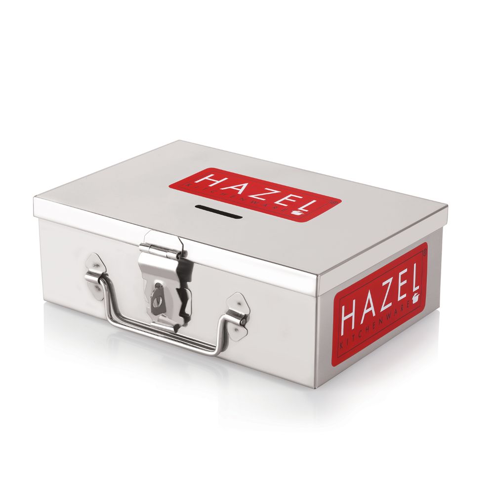 Stainless Steel Cash Box  With 4 Compartments -Large