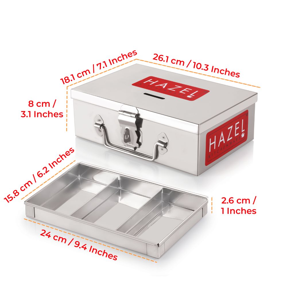 Stainless Steel Cash Storage Box with 4 Sections for Cash Handling