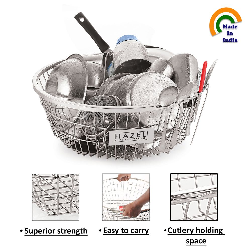 Round Stainless Steel Dish Drainer, 51.5 cm