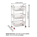 3 Layer Fruit Vegetable Basket Trolley