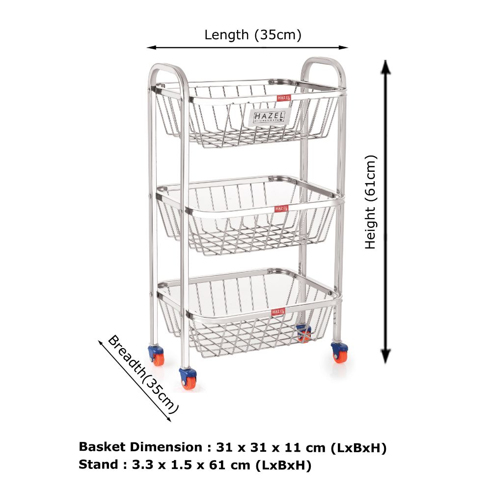 3 Layer Fruit Vegetable Basket Trolley