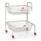 Stainless Steel 2-Layer Fruit & Vegetable Basket Trolley with Wheels, 18.2 Inches
