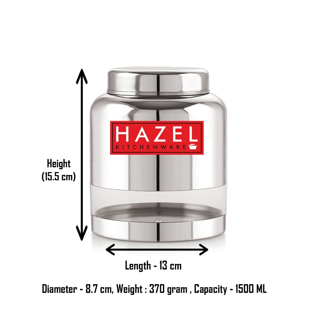 Stainless Steel Transparent Airtight Barni – 1500 ML