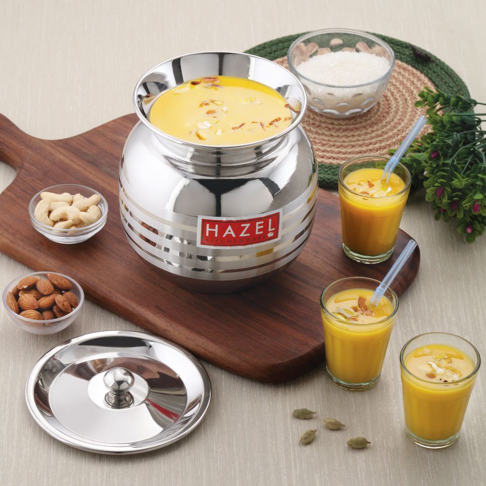 Stainless Steel Lassi Lota with Lid – 1.8L
