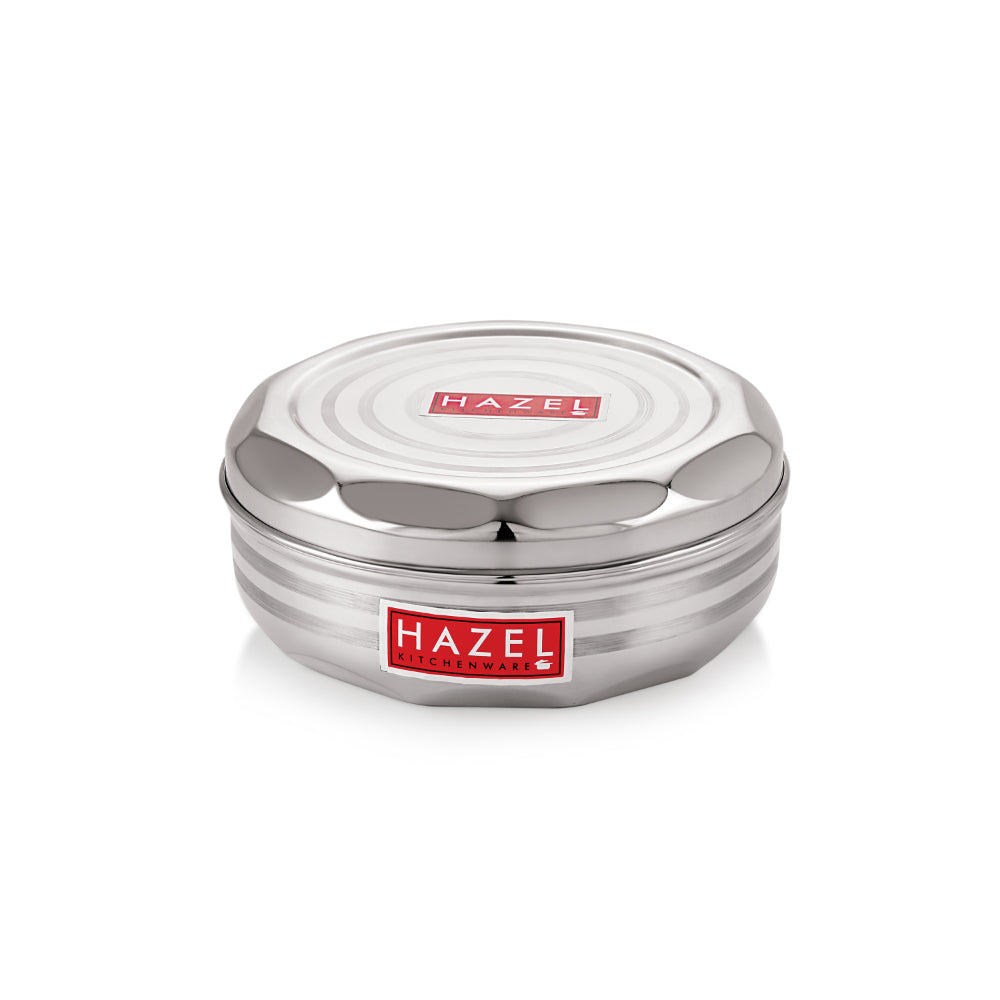 Stainless Steel Masala Dabba with Airtight Lid, 7 Containers and 1 Spoon