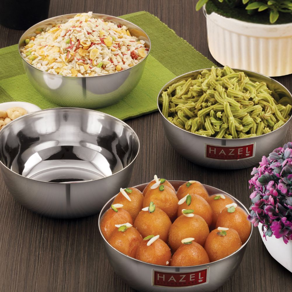 Stainless Steel Serving Bowl, 1350ml - Set of 4